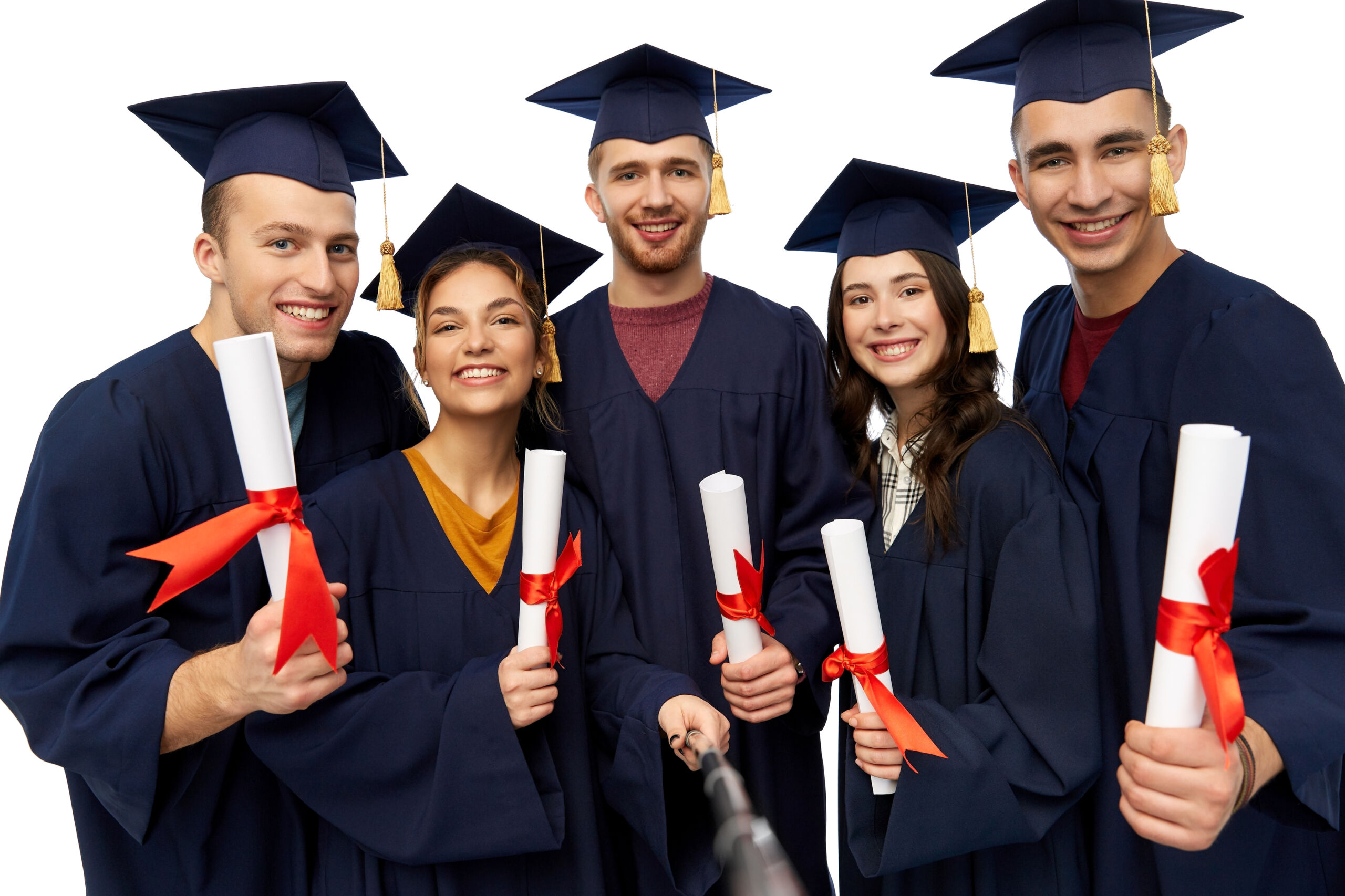Graduate students celebrating advanced-degree admission