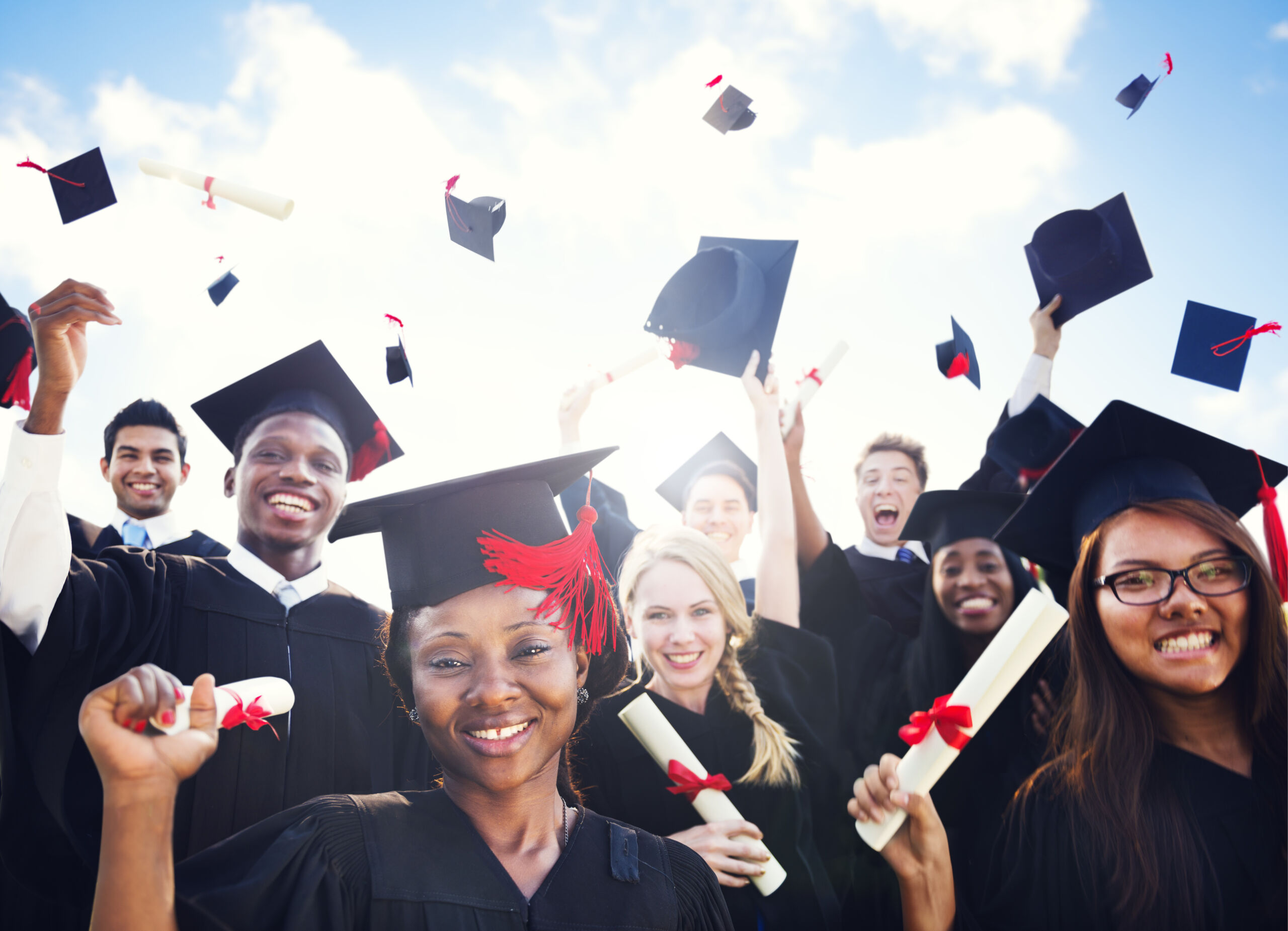 Students celebrating progress toward college